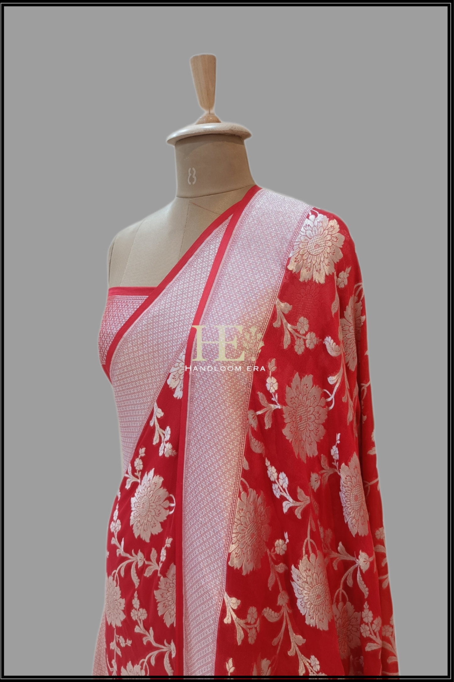 Red Pure Georgette Banarasi Saree