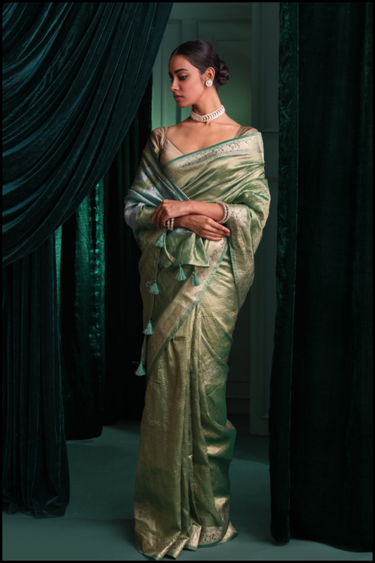 Green Tissue Banarasi Saree