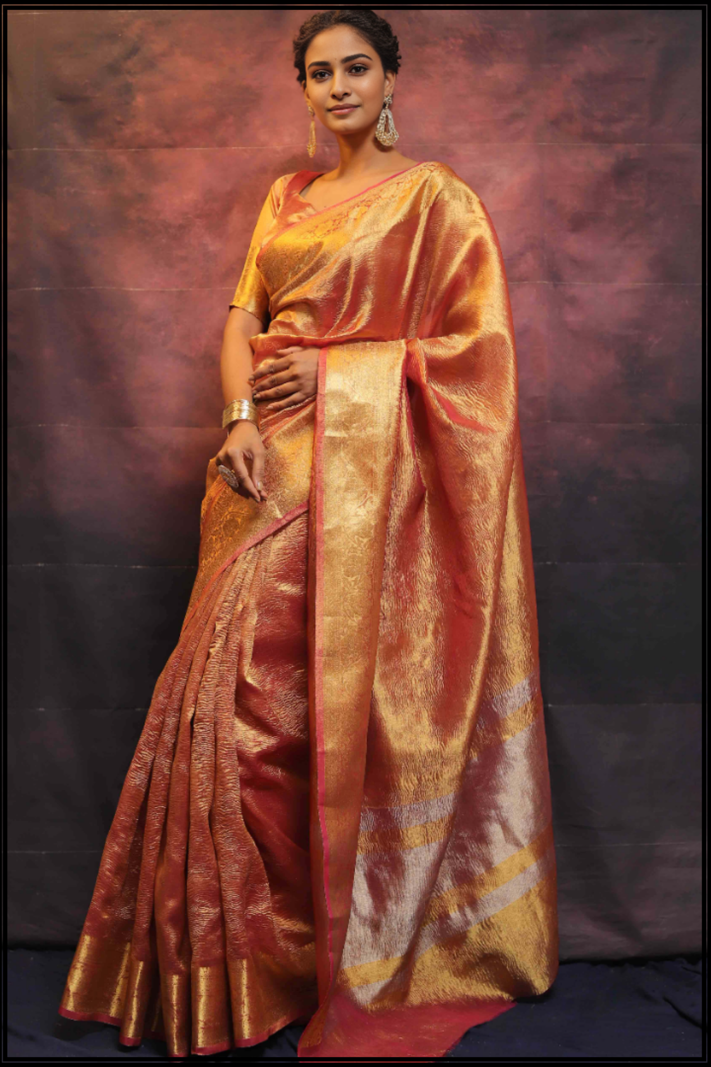 Rust Tissue Banarasi Saree