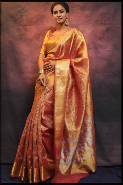 Rust Tissue Banarasi Saree