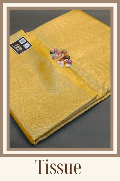 Tissue Plain Fabric Gold Metallic Zari (1pcs=6.5mts)