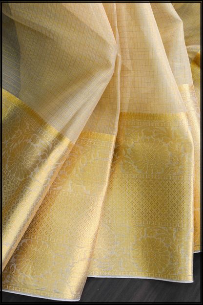 Gold Tissue Saree with Zari Skirt Border