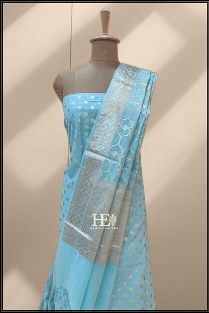 Pestol SkyBlue Cotton Unstiched Banarasi Suit