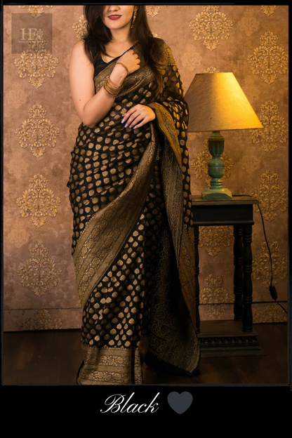 Black Georgette Khaddi Handloom Banarasi Saree