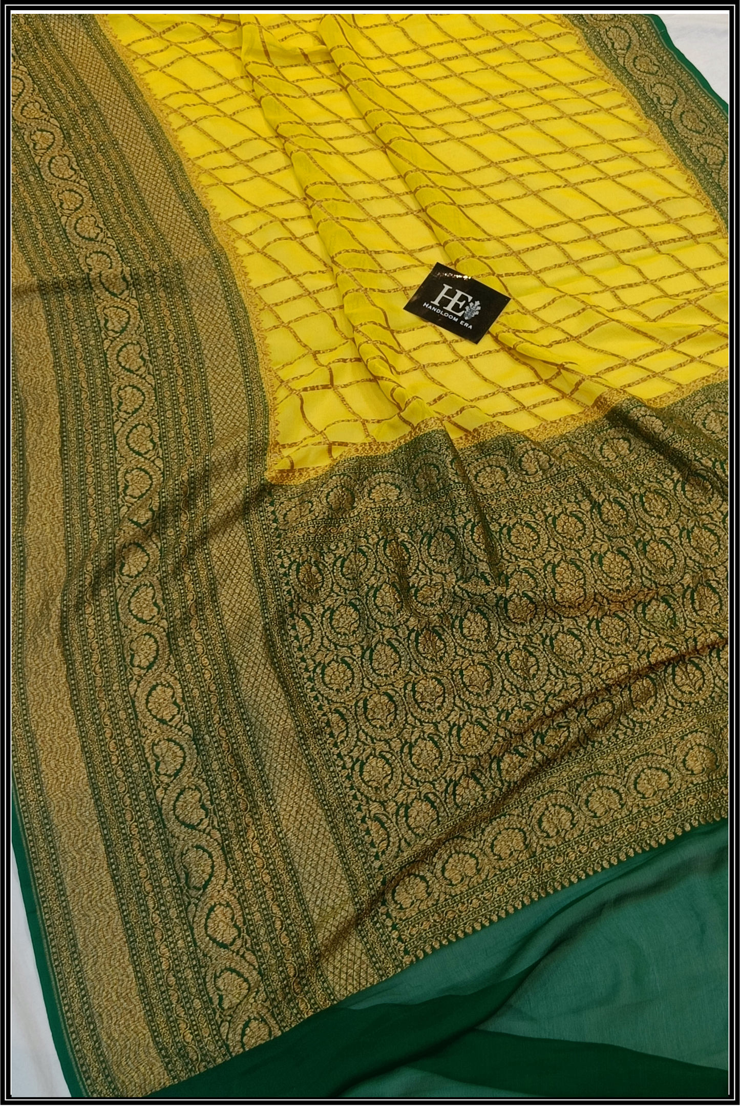 Yellow Georgette Khaddi Handloom Banarasi Saree