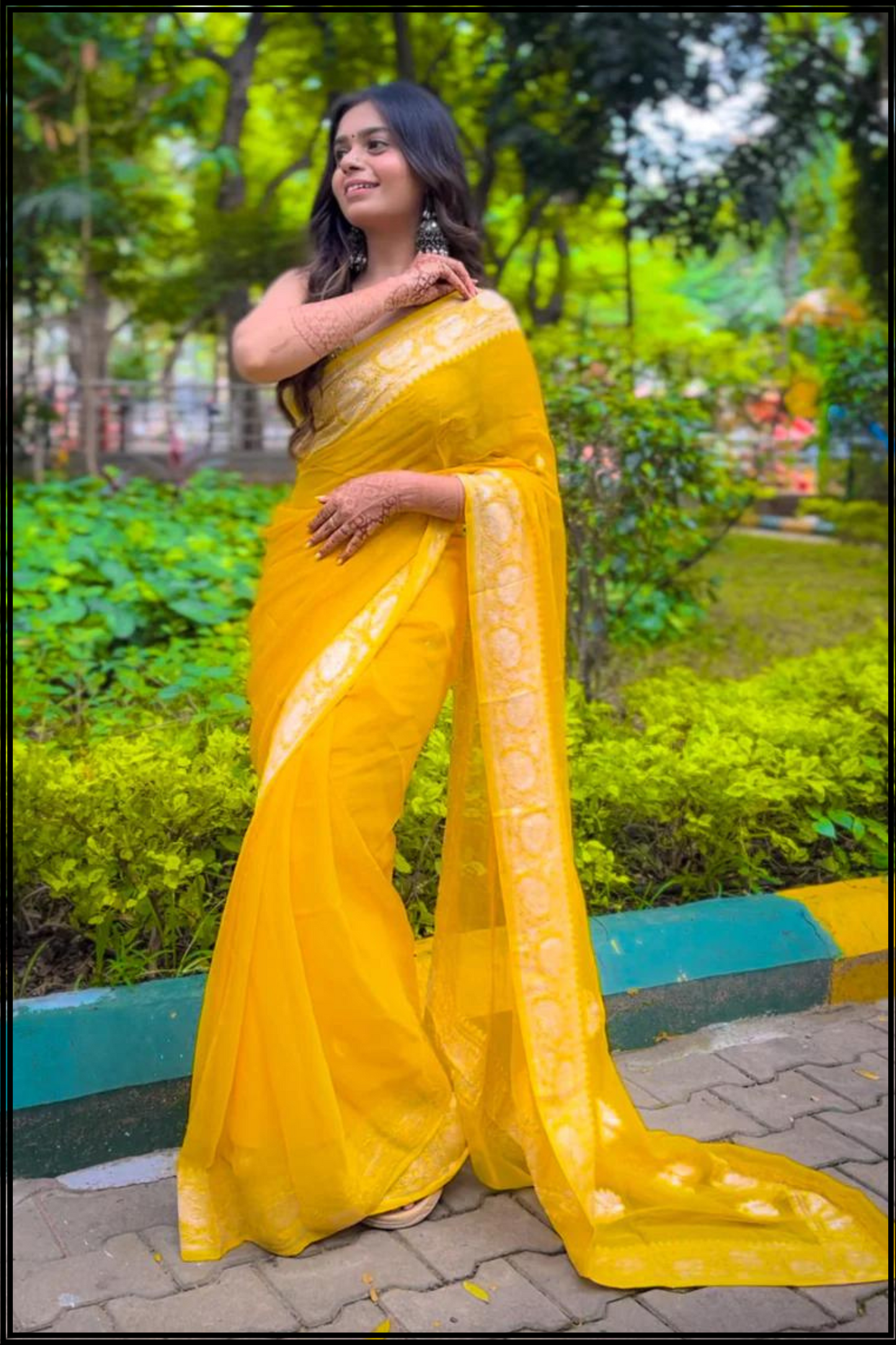 Yellow Pure Chiffon Khaddi Banarasi Saree