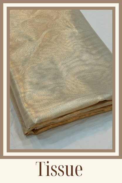 Tissue Plain Fabric Gold Metallic Zari (1pcs=6.5mts)