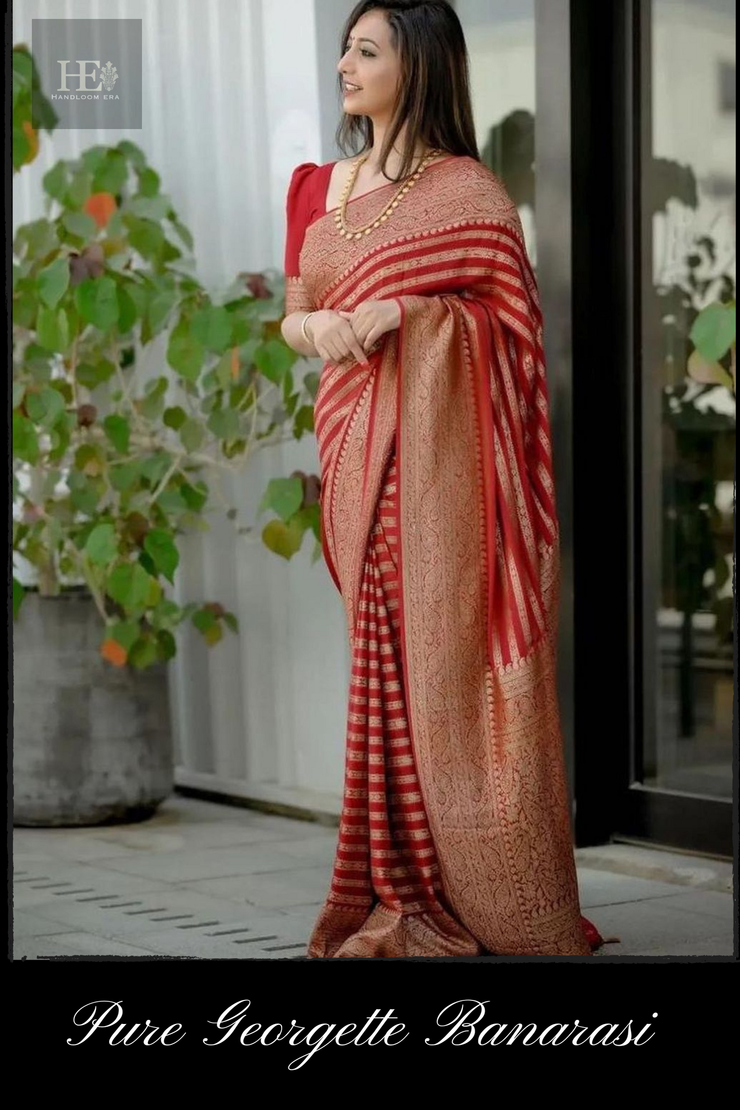 Red Georgette Khaddi Handloom Banarasi Saree