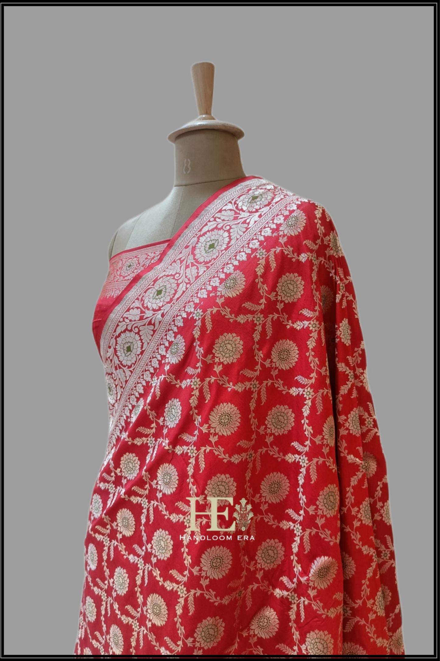 Pure Katan Silk Banarasi Handloom Saree - All over Jaal work