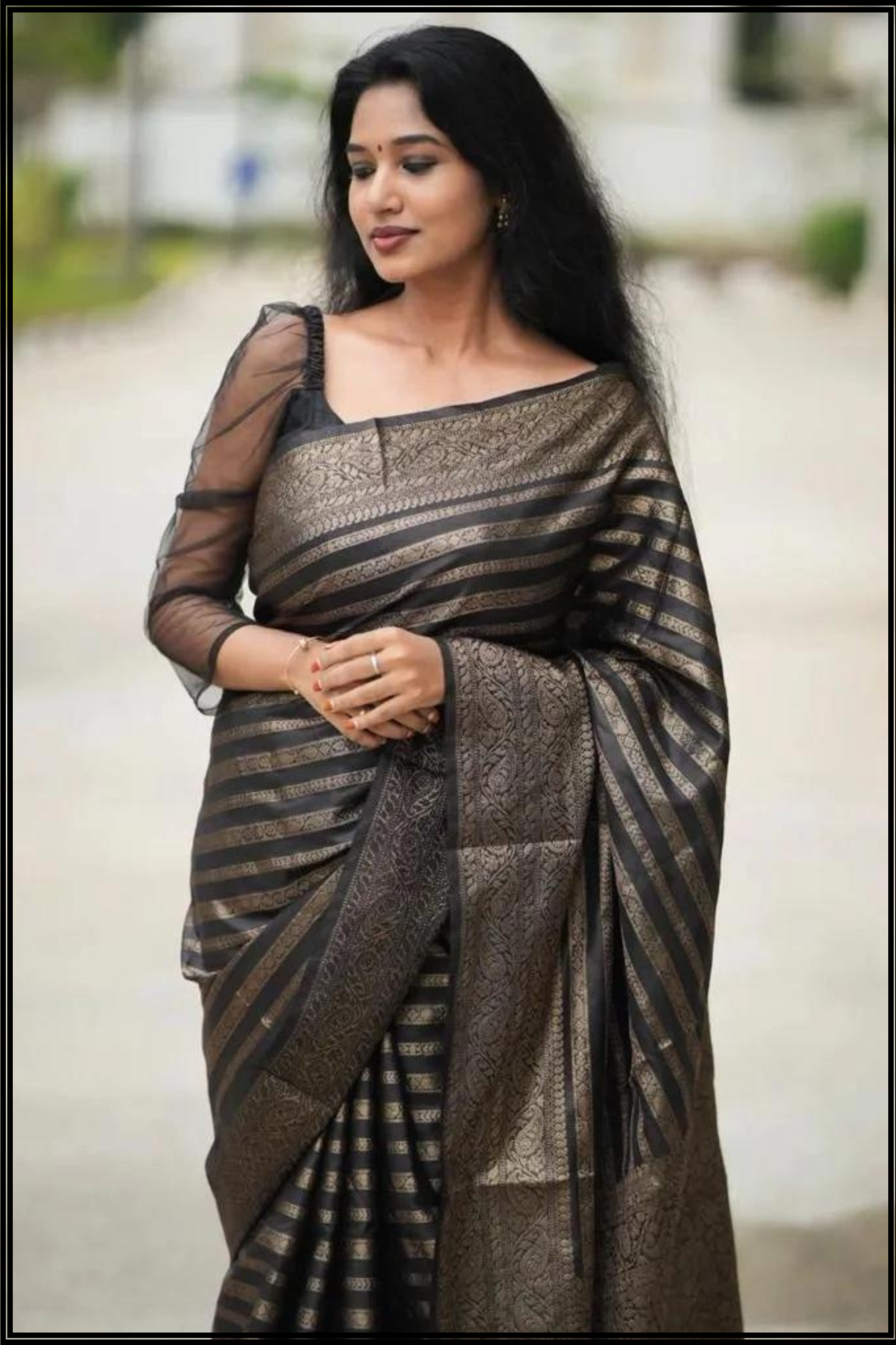 Black Georgette Khaddi Handloom Banarasi Saree