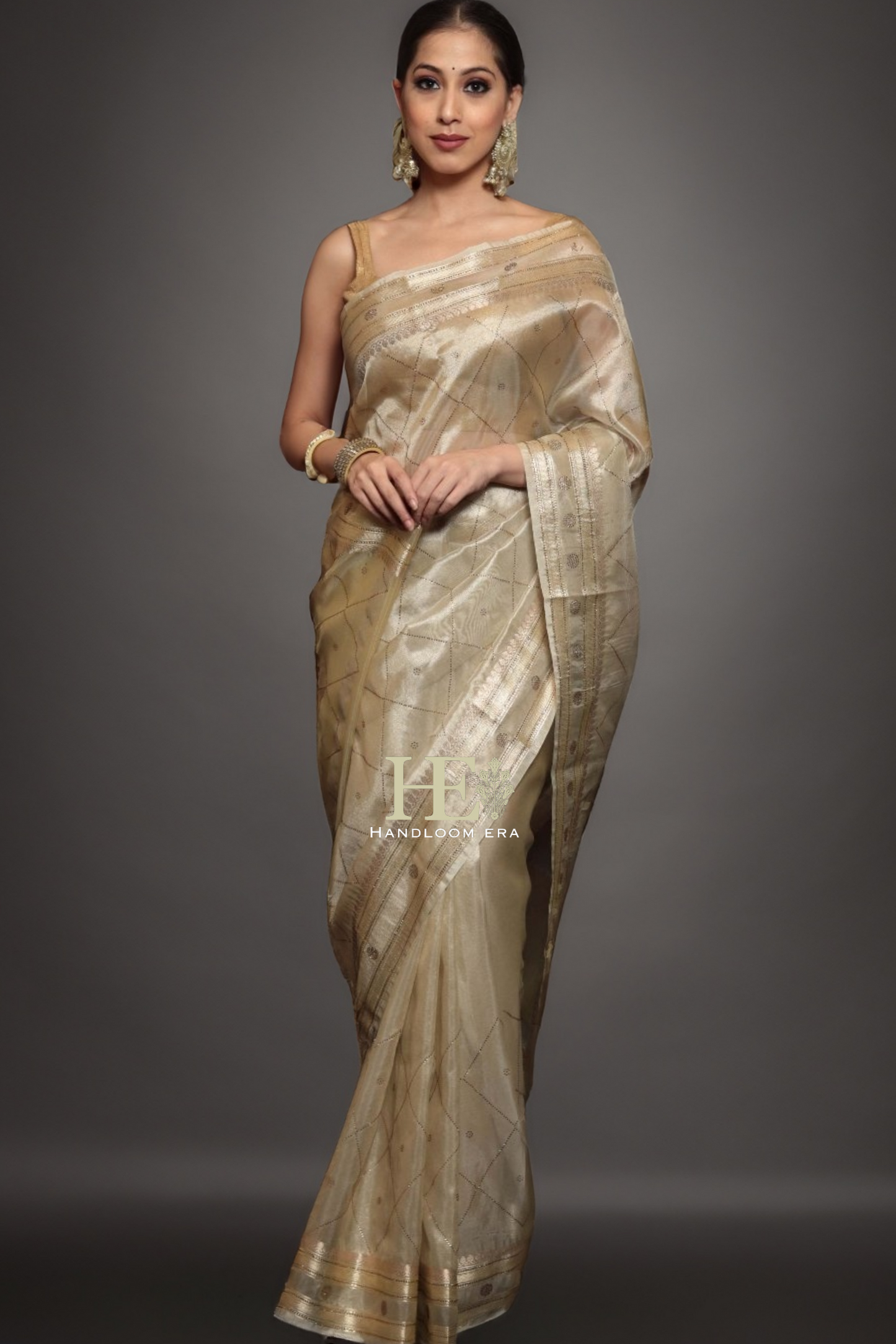 Handwoven Tissue Banarasi Swarovski Work Saree