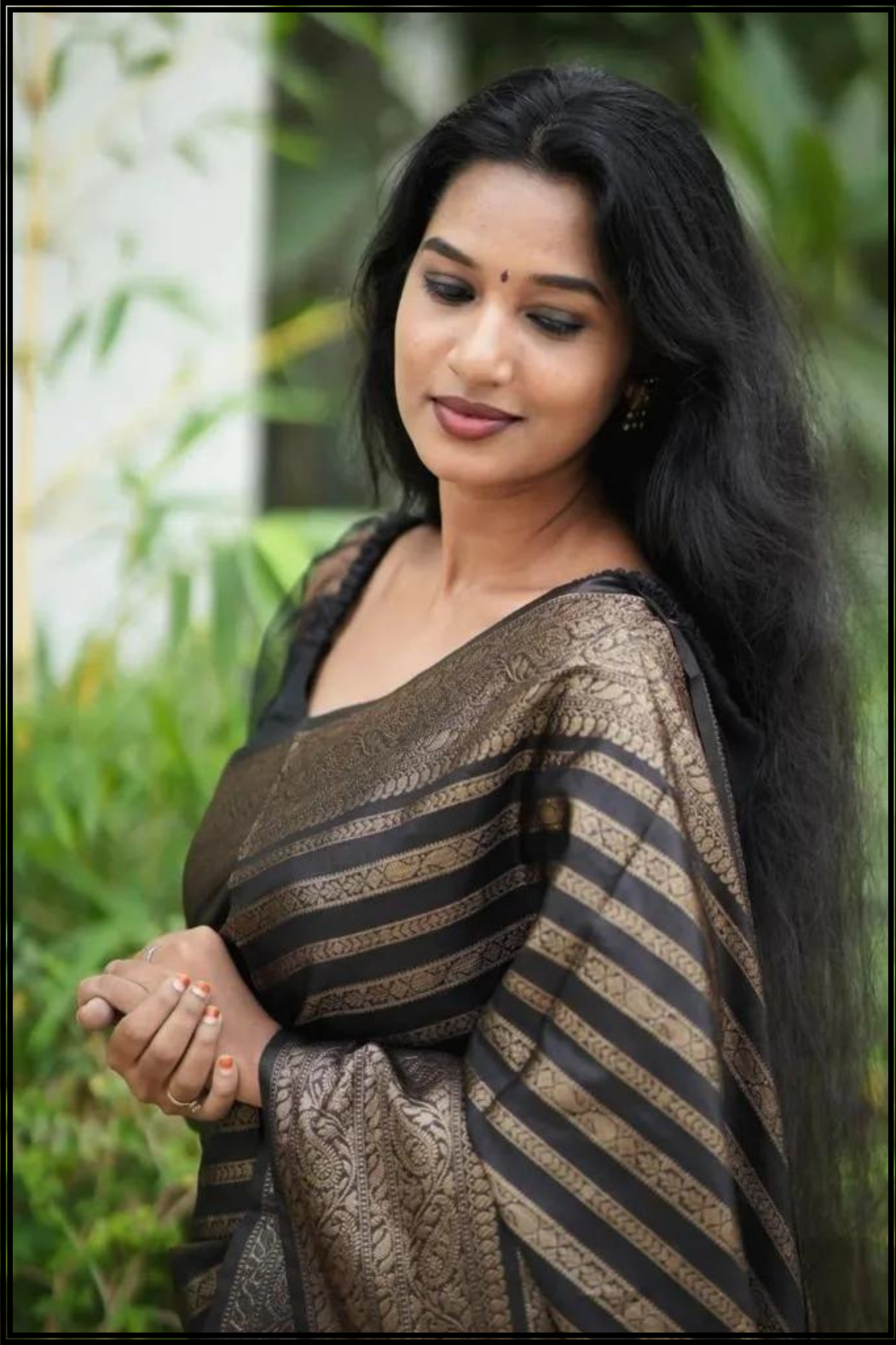 Black Pure Georgette Banarasi Saree with Gold Zari