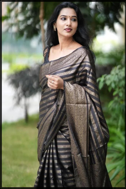 Black Georgette Khaddi Handloom Banarasi Saree