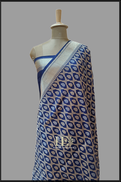 Pure Katan Silk Banarasi Handloom Saree - All over Jaal work