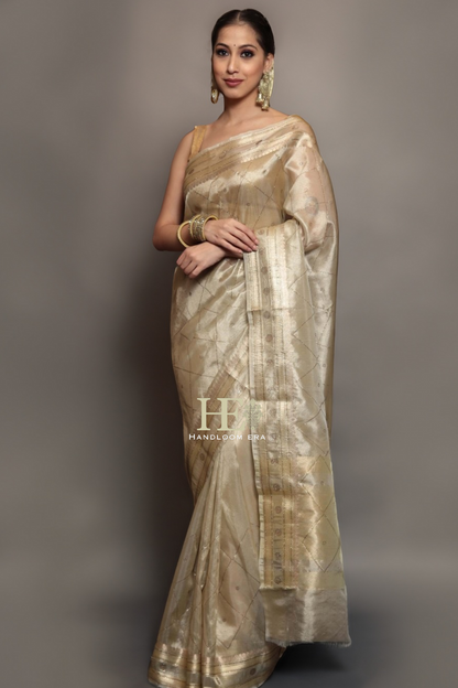 Handwoven Tissue Banarasi Swarovski Work Saree