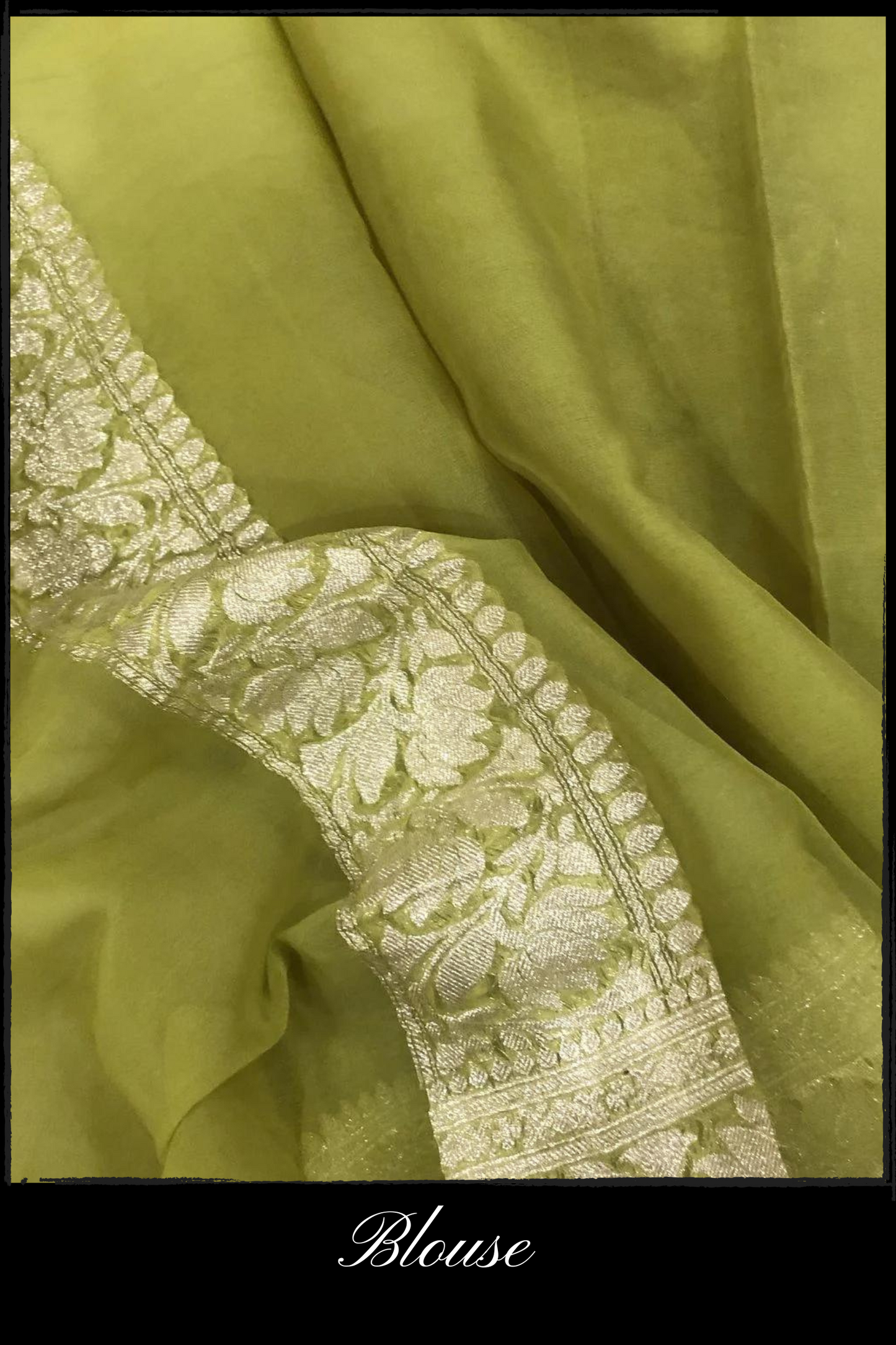 Mahendi Chiffon Khaddi Banarasi Saree