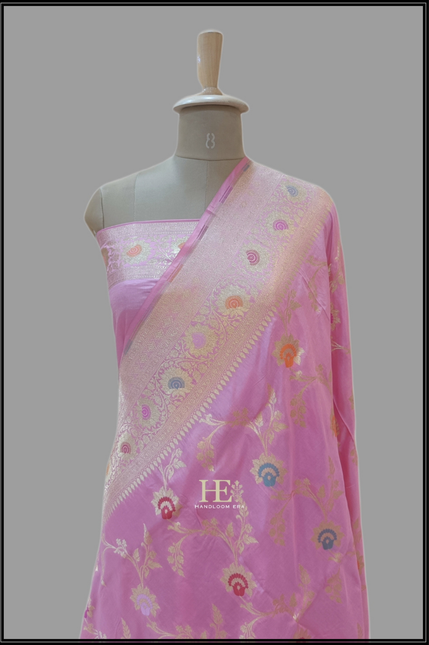 Pure Katan Silk Banarasi Handloom Saree - All over Jaal work