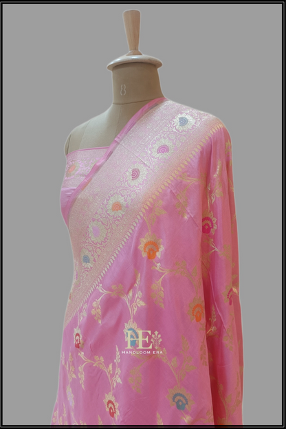 Pure Katan Silk Banarasi Handloom Saree - All over Jaal work