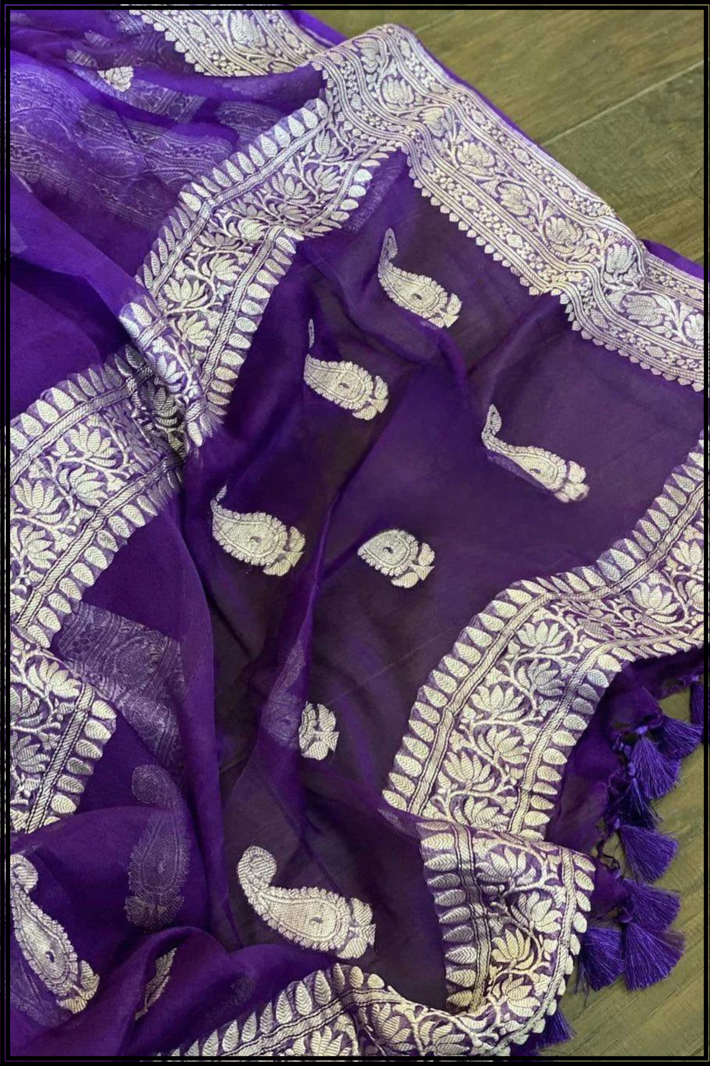 Purple Pure Chiffon Khaddi Banarasi Saree