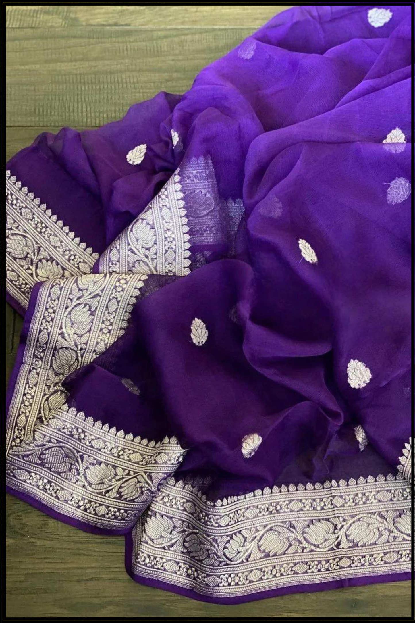 Purple Pure Chiffon Khaddi Banarasi Saree