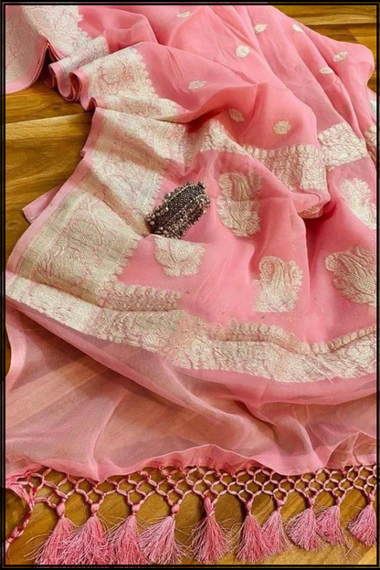 Pure Georgette Banarasi Handloom Saree