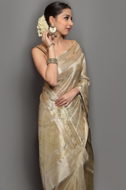 Handwoven Tissue Banarasi Swarovski Work Saree