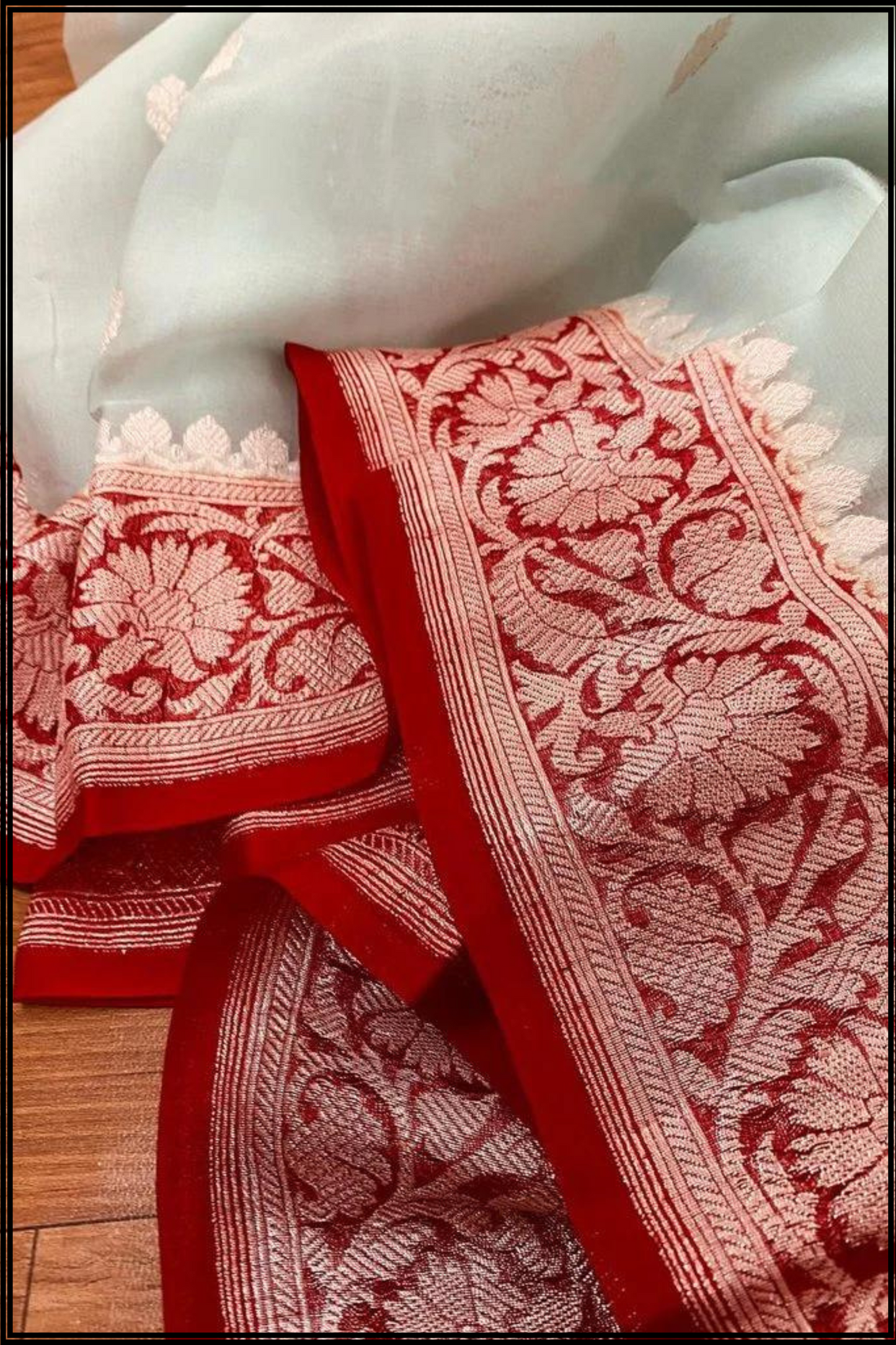 Pure Georgette Banarasi Handloom Saree Contrast Border