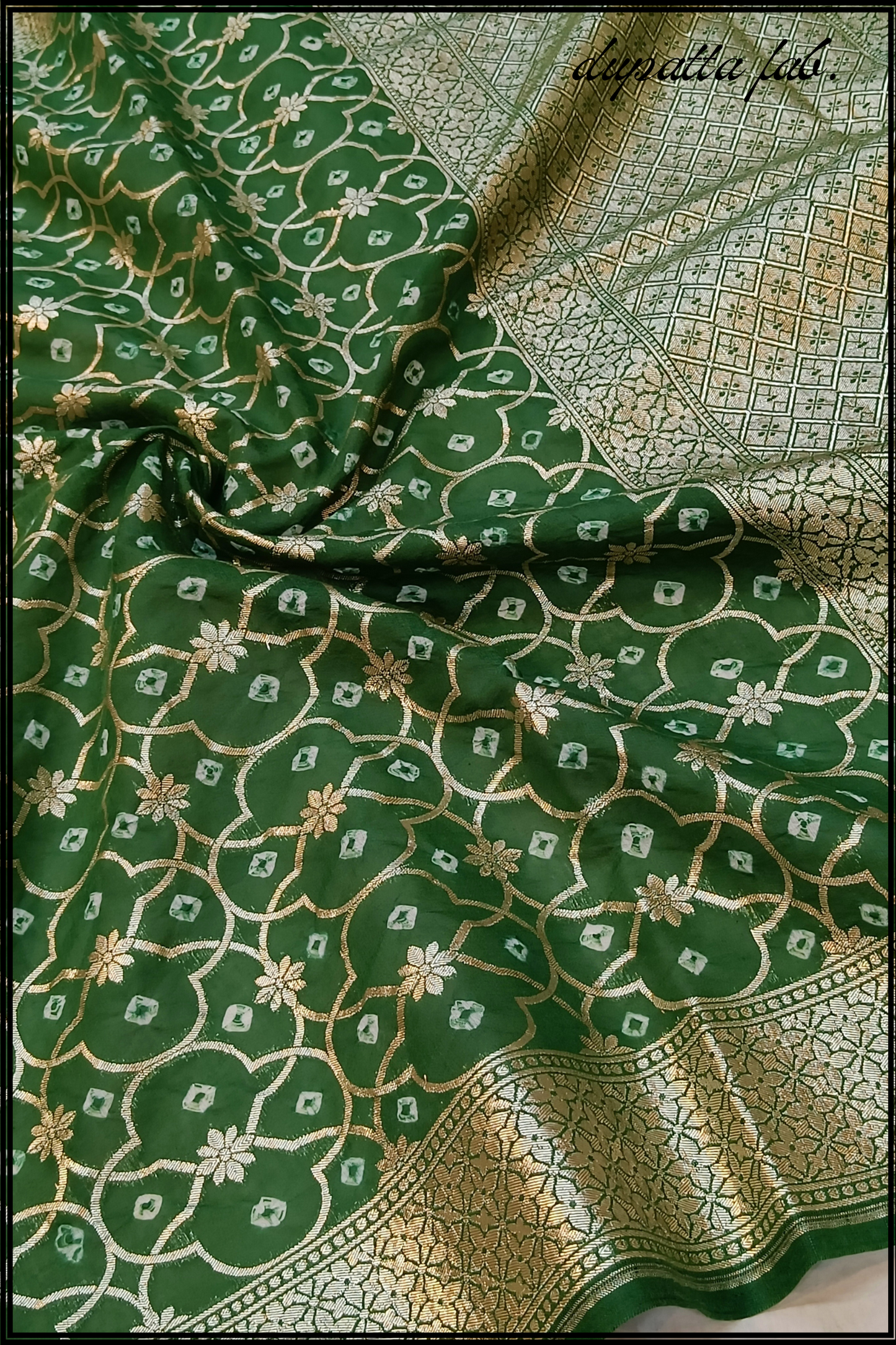 Bottle Green Cotton Unstiched Banarasi Suit