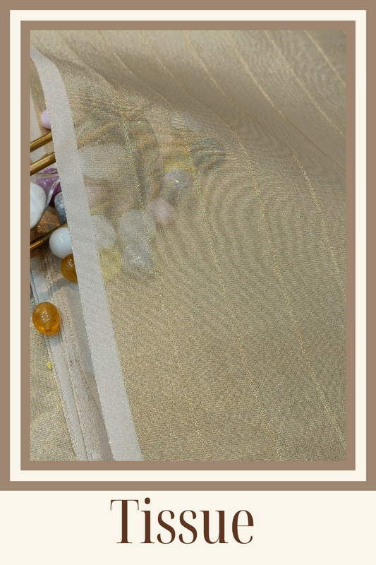 Tissue Stripe Fabric Gold Metalic Zari (1pcs=6.5mts)