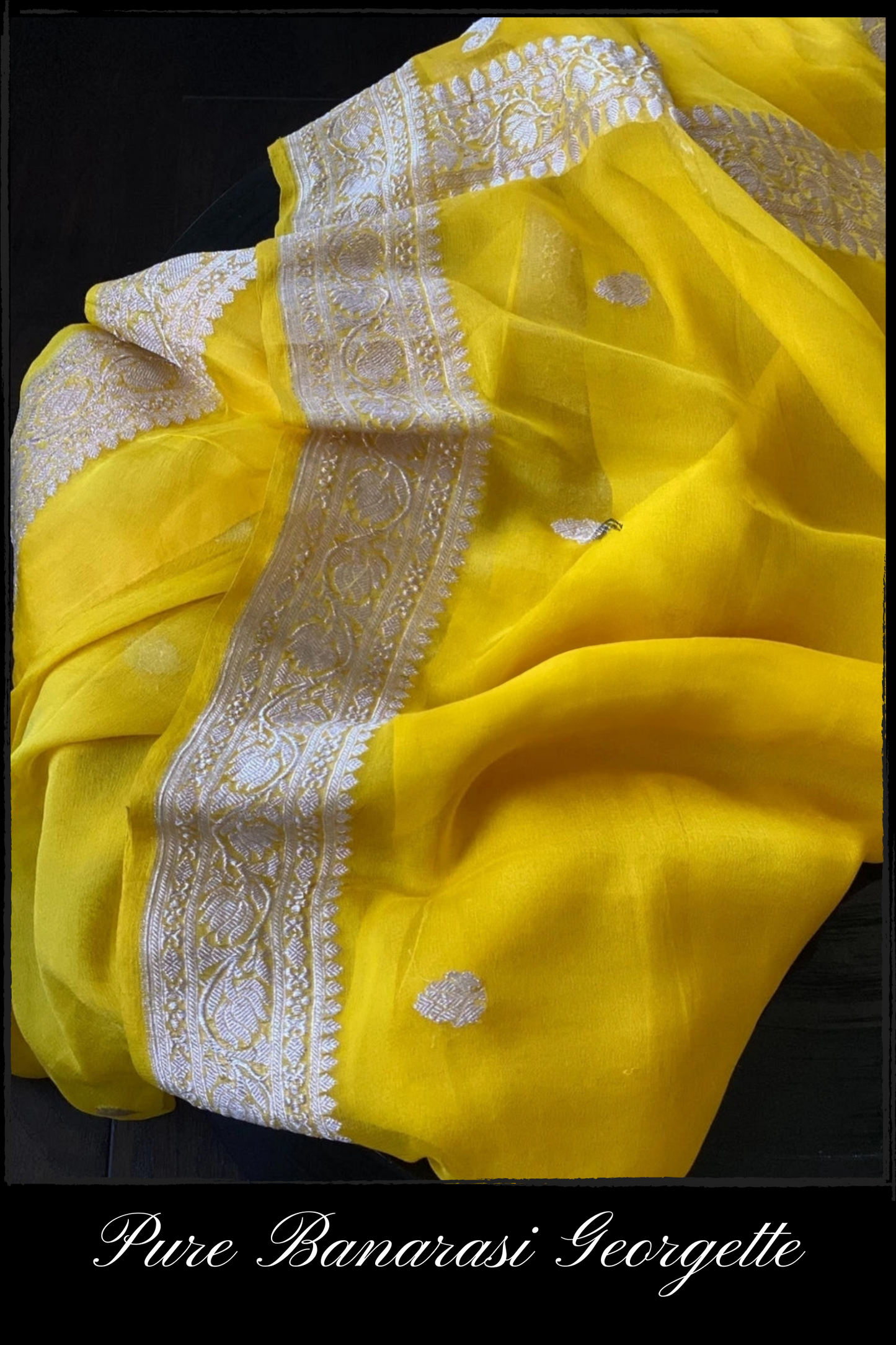 Pure Georgette Banarasi Handloom Saree - Yellow