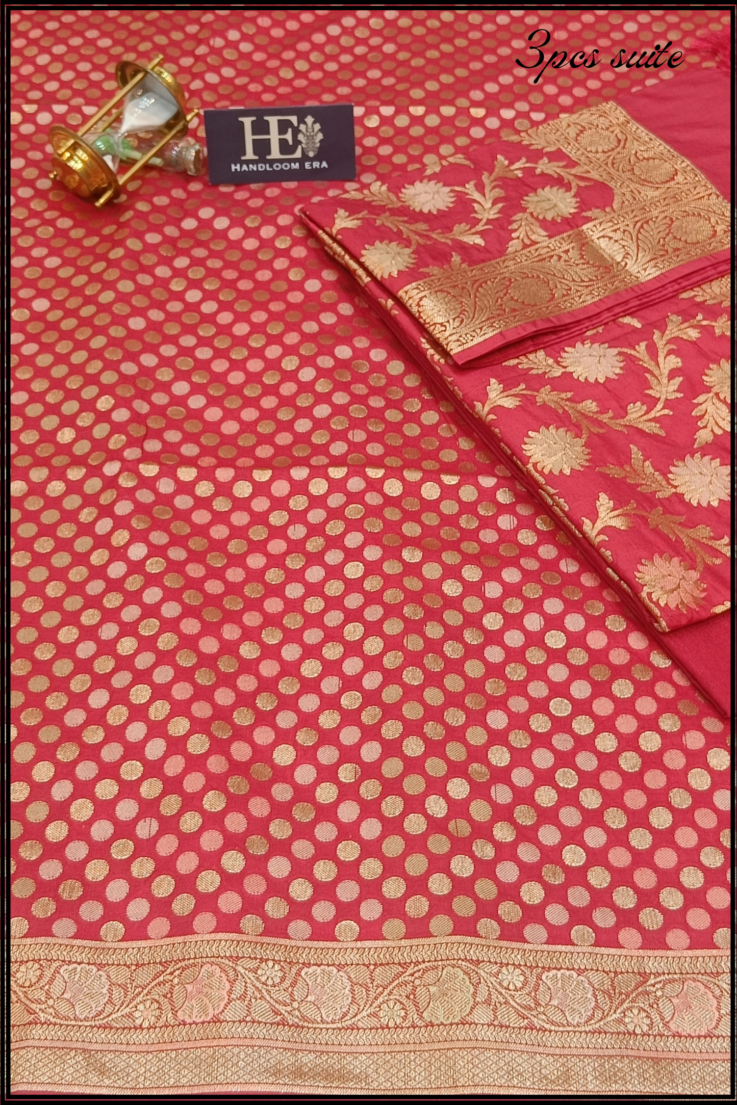 Red Katan silk Banarasi suite