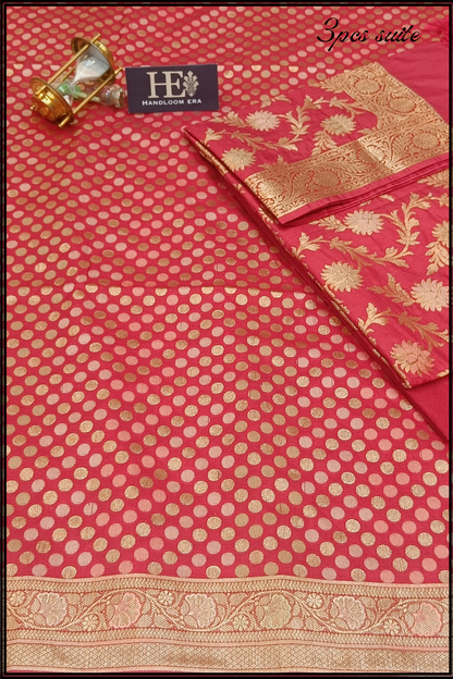 Red Katan silk Banarasi suite