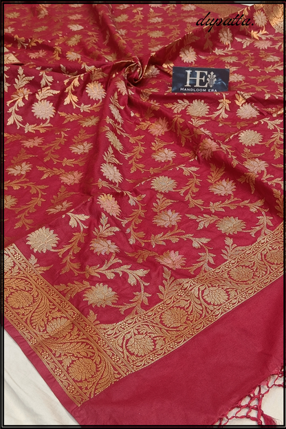 Red Katan silk Banarasi suite