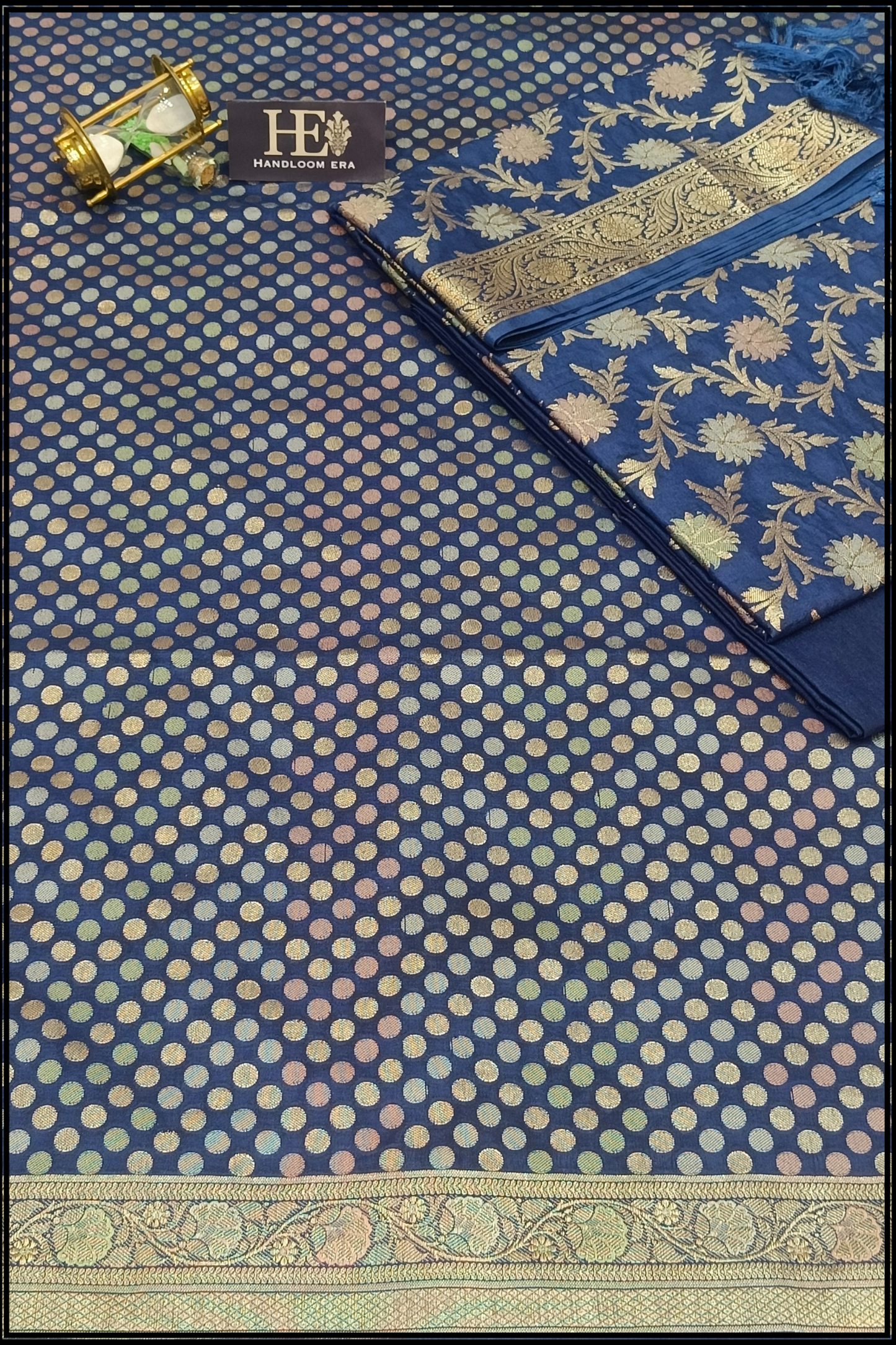 Nevi Blue Katan silk Banarasi suite