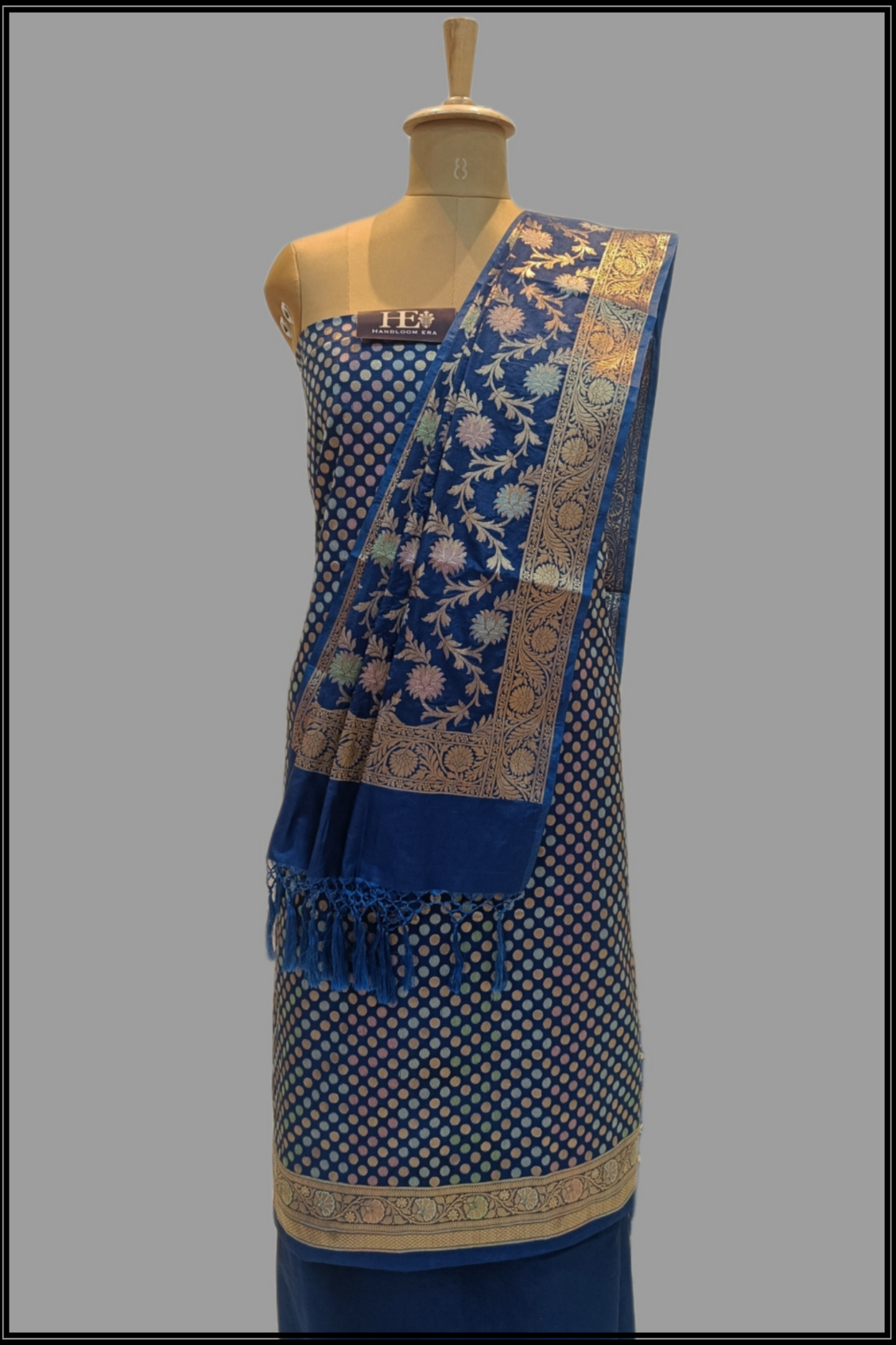 Nevi Blue Katan silk Banarasi suite