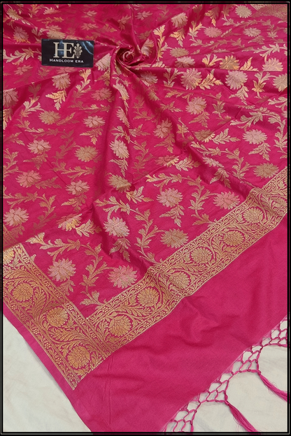 Pink Katan silk Banarasi suite