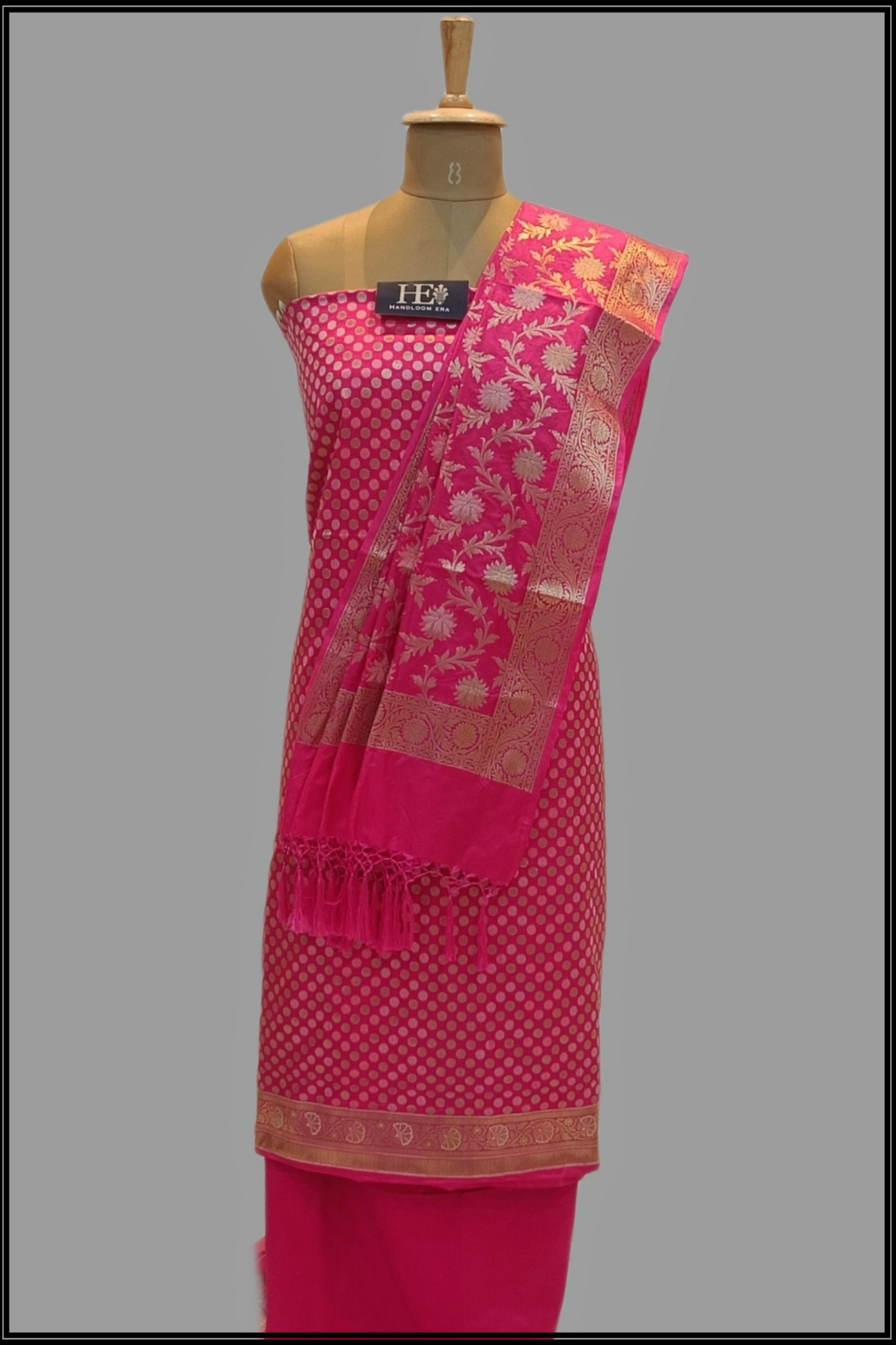 Pink Katan silk Banarasi suite