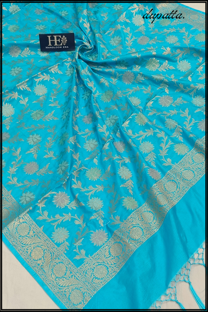 Ferozi Katan silk Banarasi suite