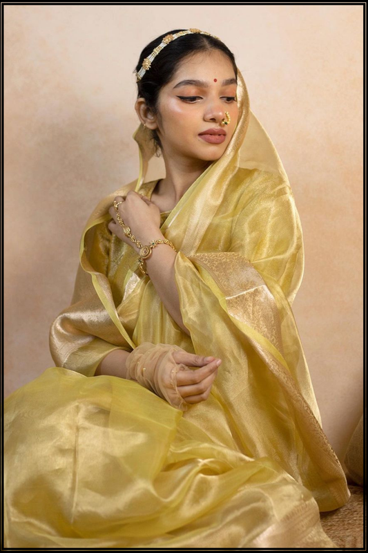 Yellow Tissue Banarasi Saree