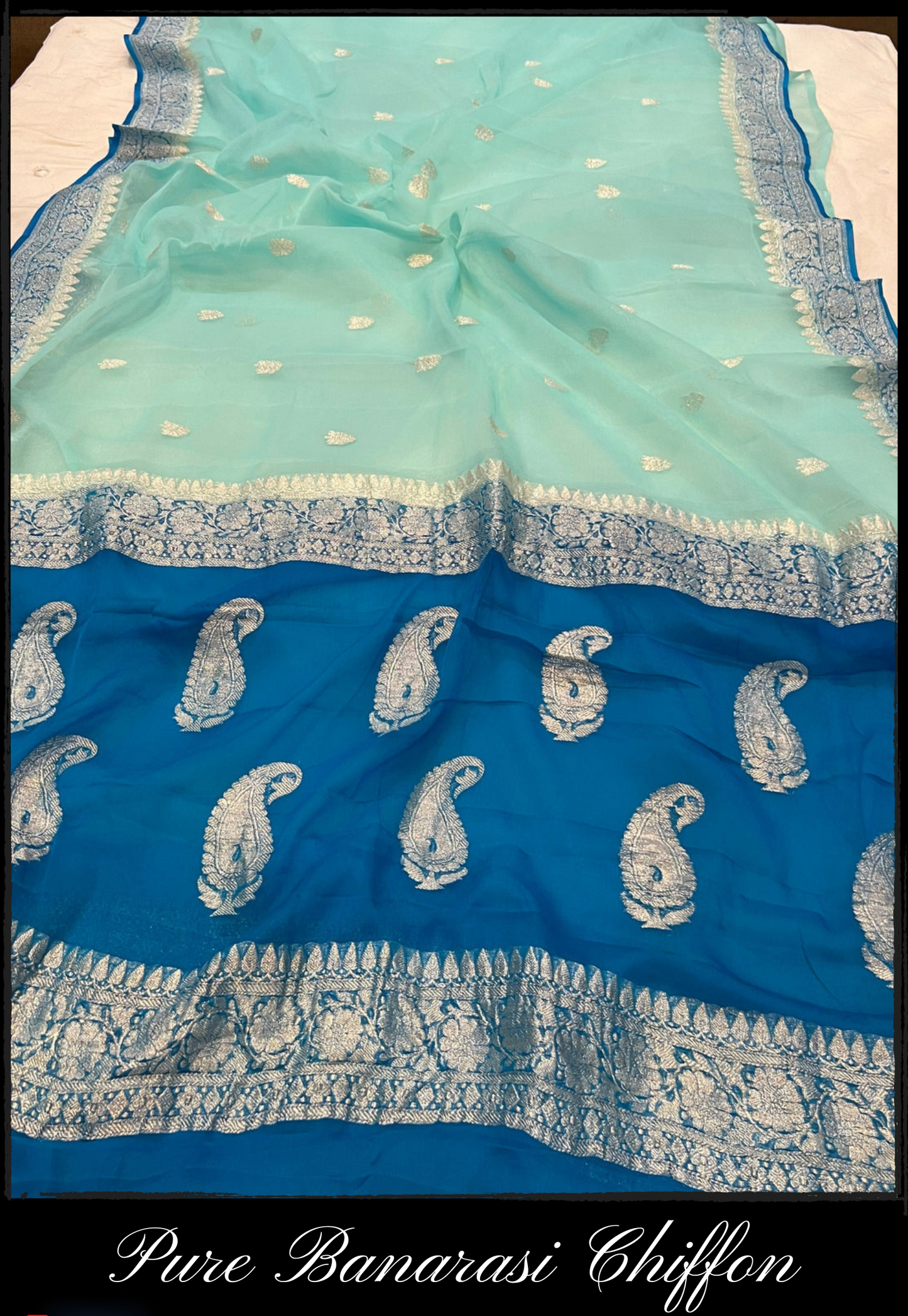 C.Green Chiffon Khaddi Banarasi Saree