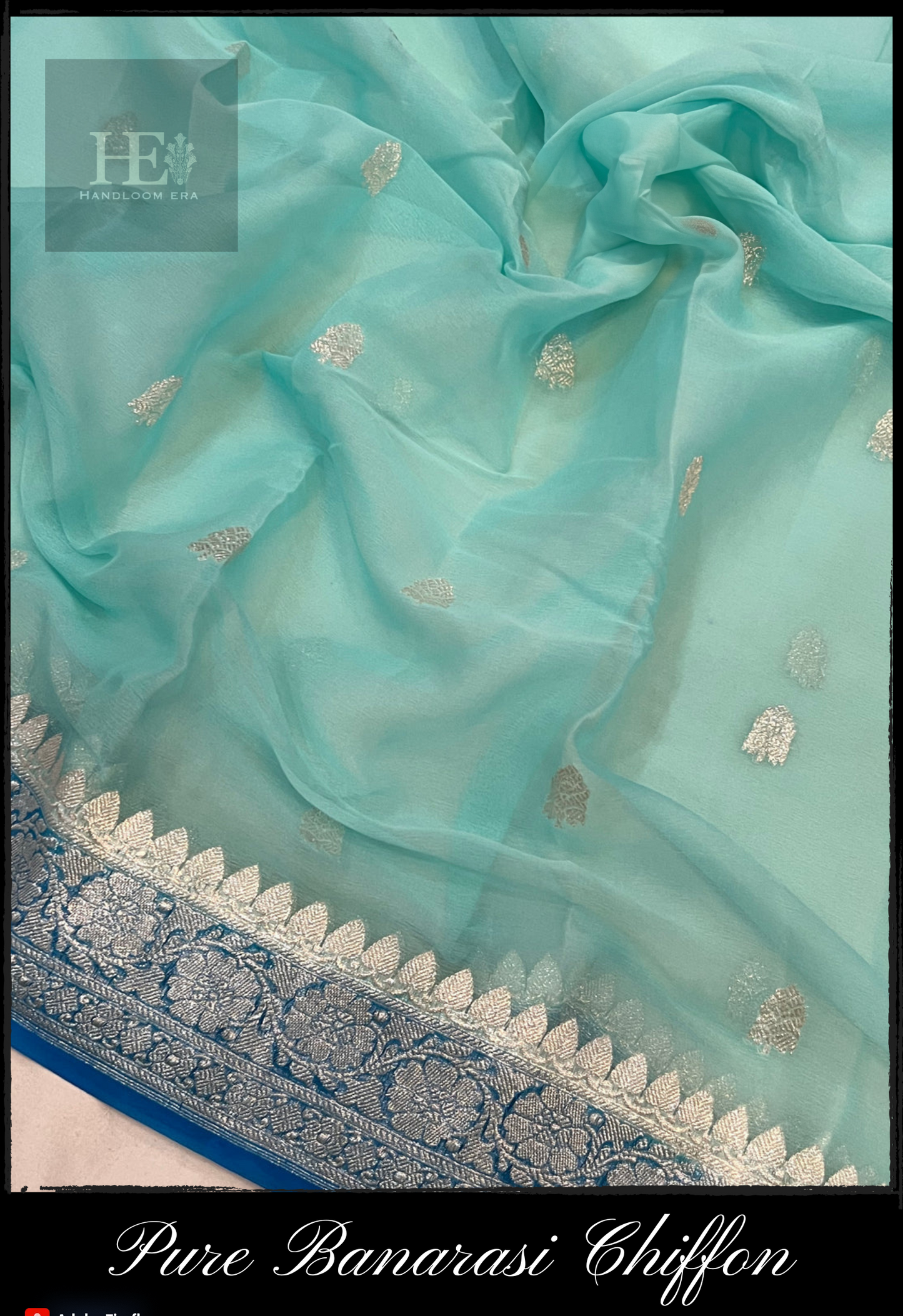 C.Green Chiffon Khaddi Banarasi Saree