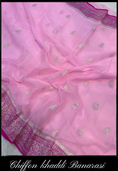 Chiffon Khaddi Banarasi Handloom Saree