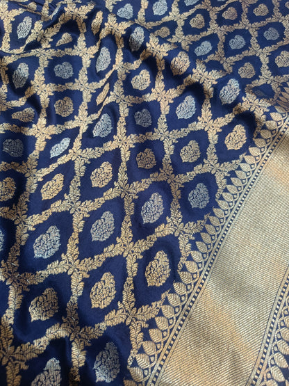 Pure Katan Silk Banarasi Handloom Saree - All over Jaal work