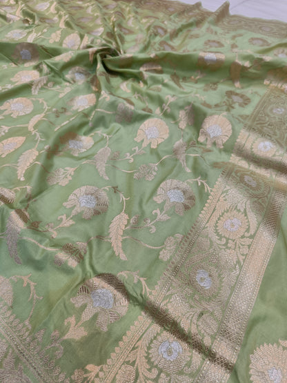 Pure Katan Silk Banarasi Handloom Saree - All over Jaal work