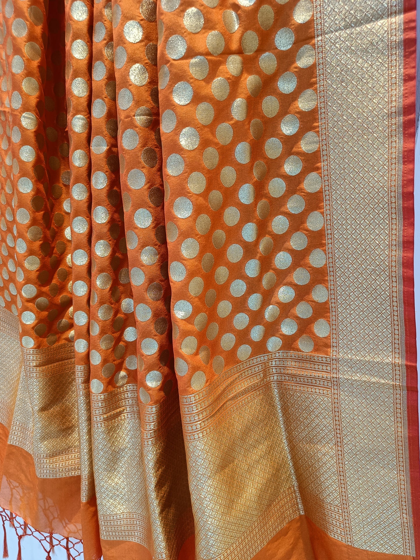 Orange Katan Silk Banarasi Dupatta