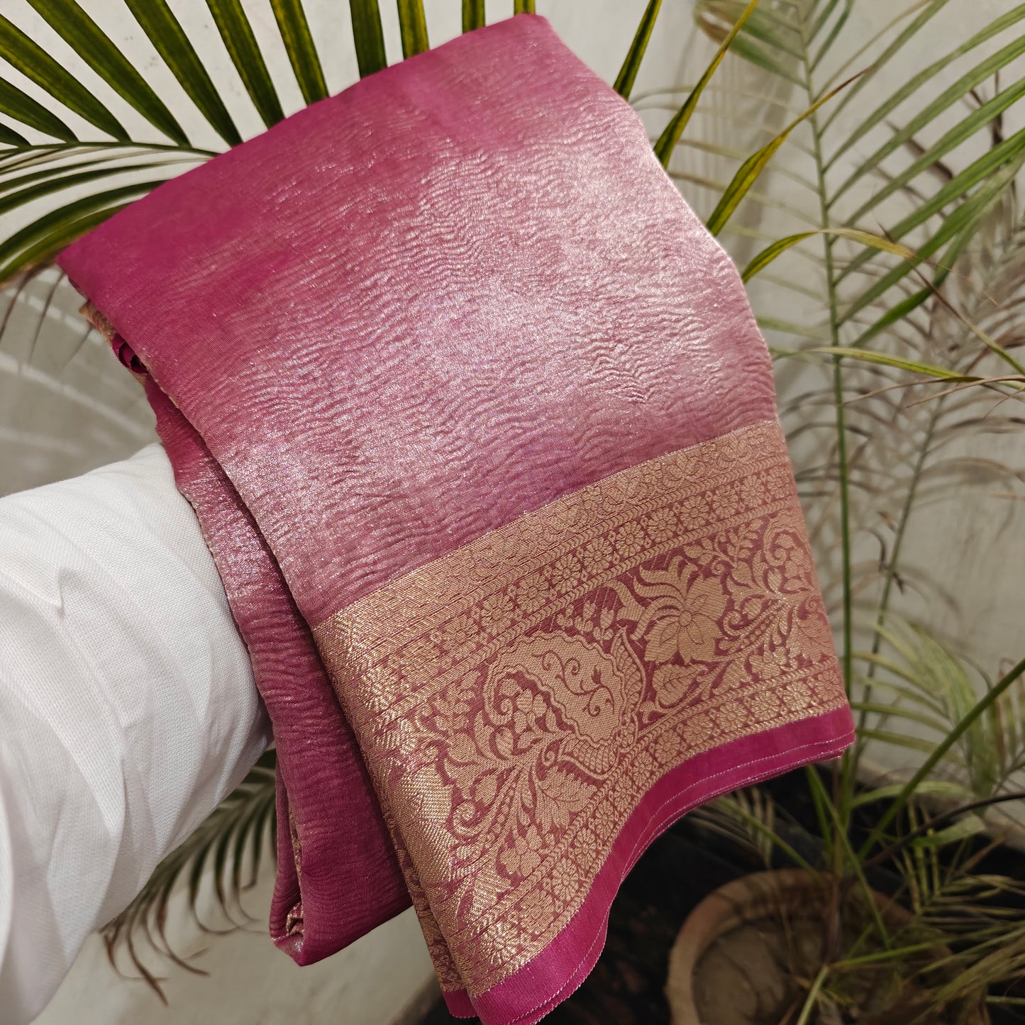 Pink Crush Tissue Banarasi Saree