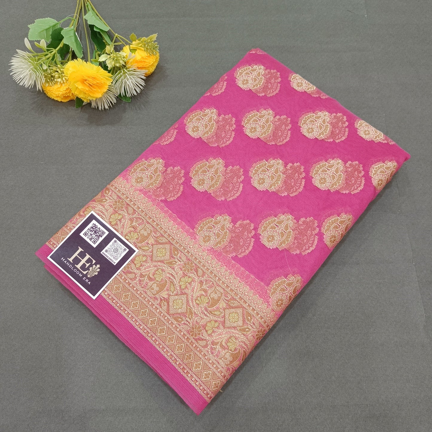 Banarasi Organza Silk Meenakari Saree in Pink Colour