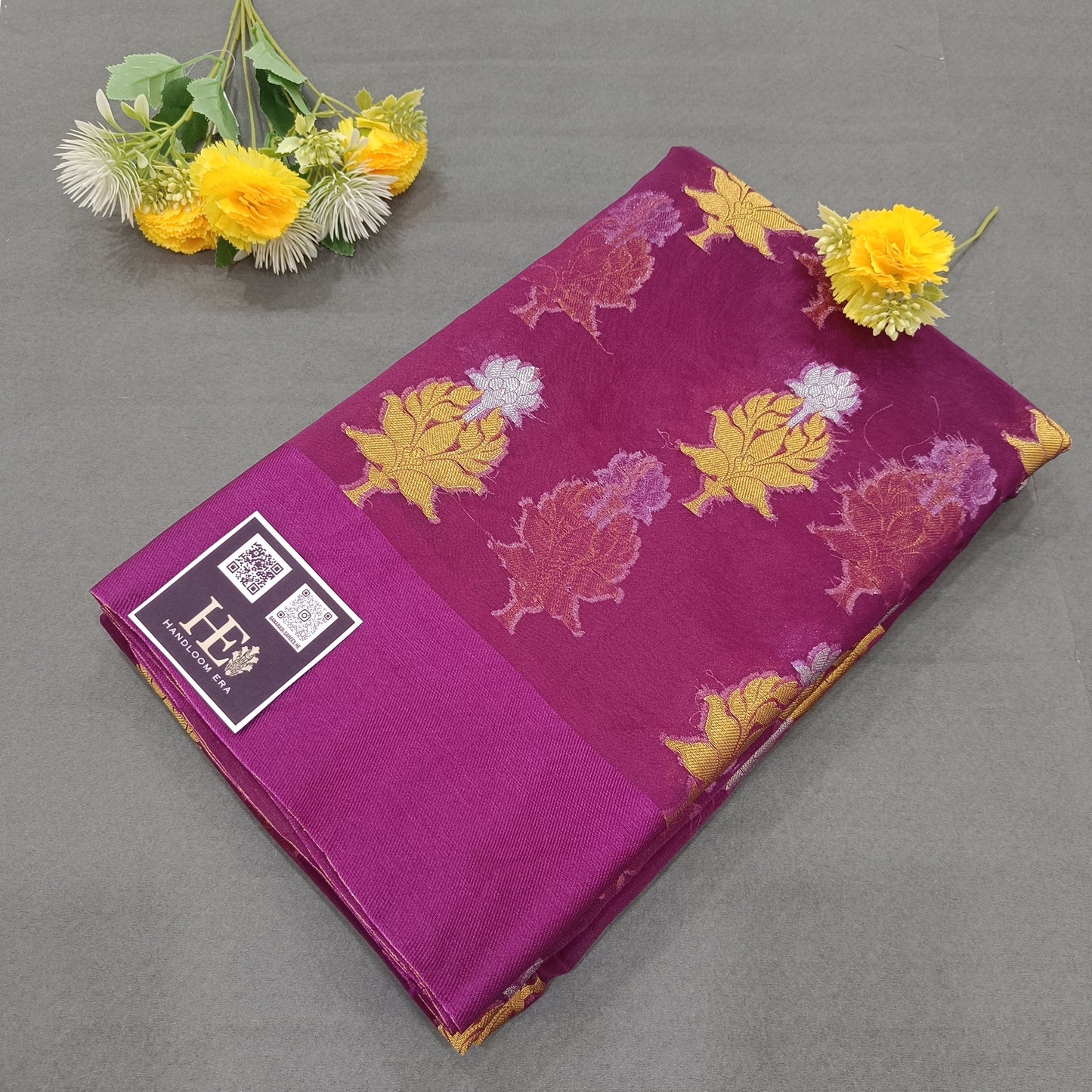 Wine Kora Organza Alfi Boota Saree