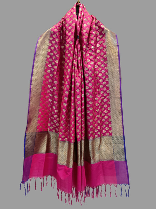 Pink Katan Silk Banarasi Dupatta