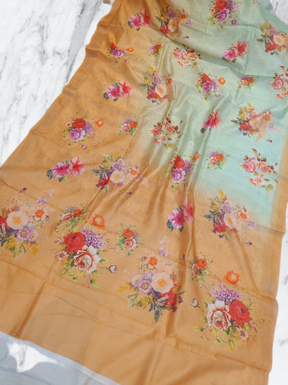 Banarasi Pure Chanderi Digital Pint Saree